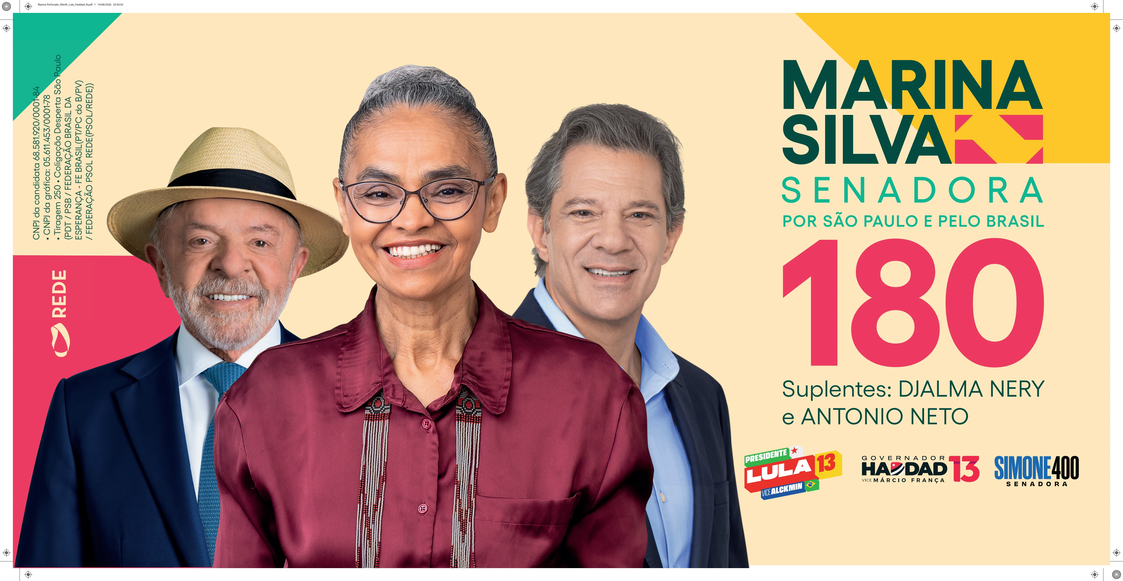 Adesivo Perfurado 80x40cm - Marina, Lula e Haddad