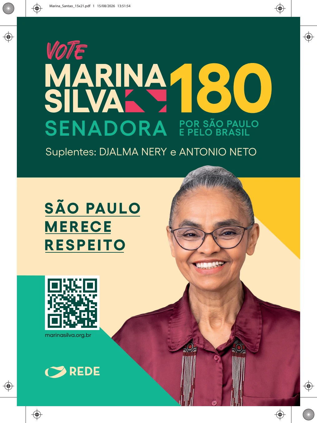 Santão Oficial Marina Silva 180 - 15x21cm